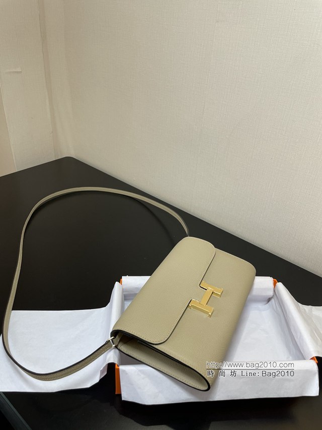 Hermes女士小挎包 愛馬仕Constance康康to go斜挎包 淺灰金扣  tdh2303